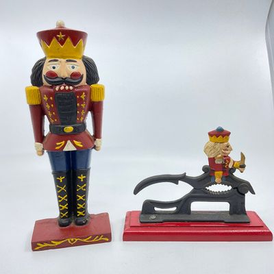 Vintage Cast Iron Toy Soldier Nutcracker & Decorative Figure Set
