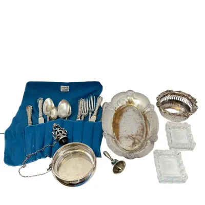 Vintage Silverplate Tableware & US House of Representatives Glass Trays