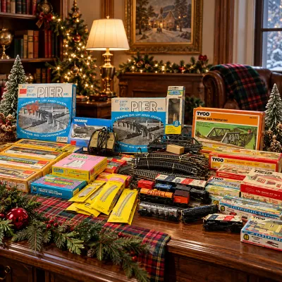 Vintage HO Scale Model Train Lot with Tyco, Atlas, and Plasticville