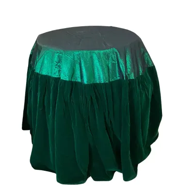 3262 Large Green Velvet Round Tablecloth