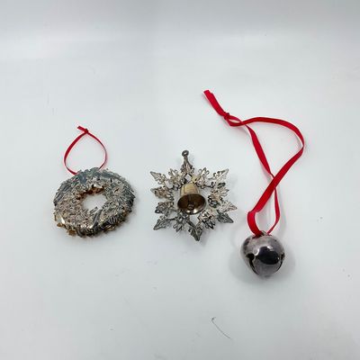 3289 Lot of Three Silverplated Ornaments