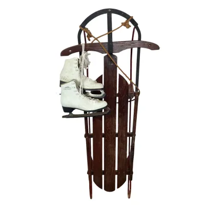 3270 Antique Winter Wooden Sled with Skates