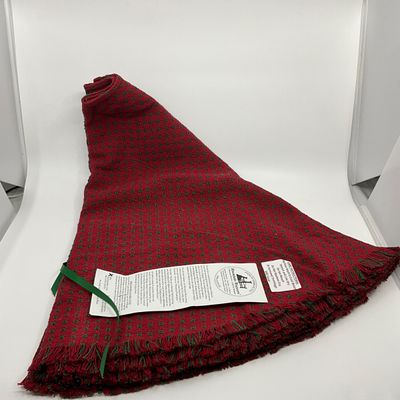 3261 New Mountain Weavers Cranberry and Hunter Green Christmas Tree Skirt
