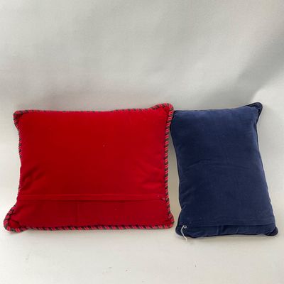 Vintage Christmas Needlepoint Accent Pillows - Set of 2