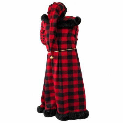 Vintage Handcrafted Buffalo Plaid Santa Claus Standing Figure