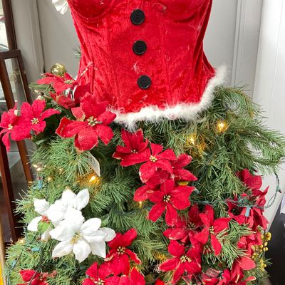 3299 Vintage Dressmaker Form with a Christmas Trees Skirt
