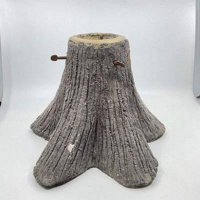 3287 Vintage Faux Bois (false wood) Concrete Tree Stump Christmas Tree Stand