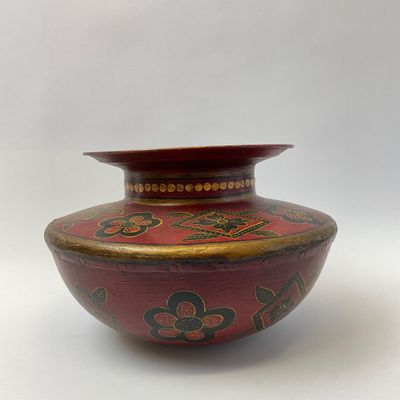 3300 Hand-Painted Wooden Candlesticks and Vase Set