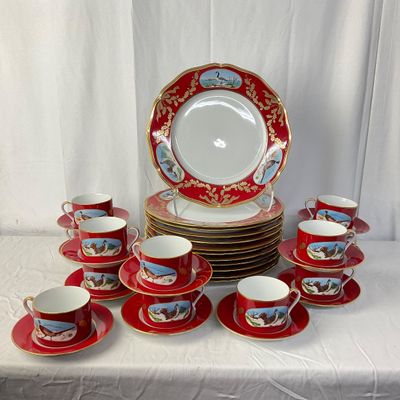 3272 Set of LYNN CHASE Winter Game Birds China Set 36pcs