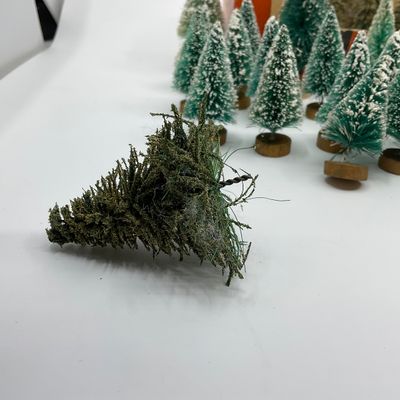 3292 Set of Vintage Bottle Brush Trees and Life Like Evergreen Trees