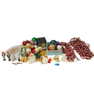 Assorted Christmas Ornaments, Garlands, and Holiday Decor Lot