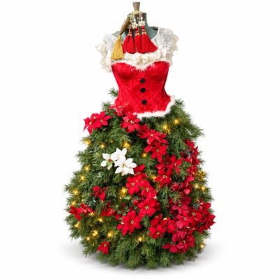3299 Vintage Dressmaker Form with a Christmas Trees Skirt