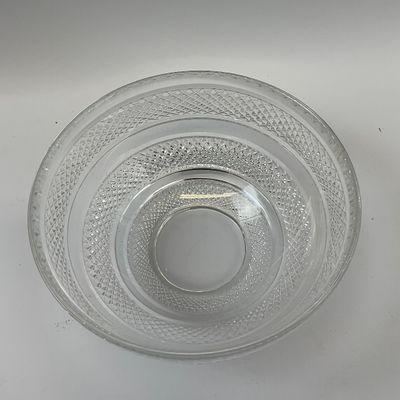 Vintage Cut Glass Diamond Pattern Serving Bowl