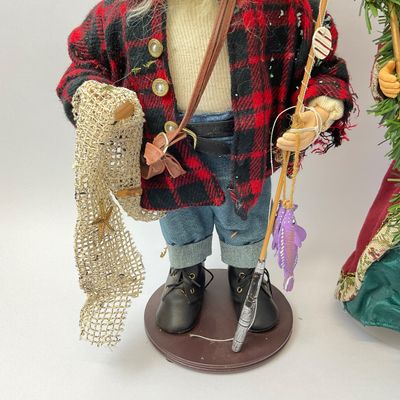 Vintage Handcrafted Santa Claus Figures - Fishing & Forest Themes