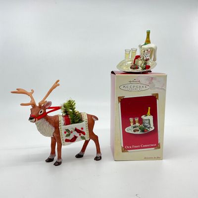 3288 Hallmark Keepsake Ornaments “ Our First Christmas & Reindeer