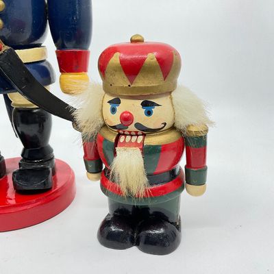 Vintage Wooden Soldier & King Nutcrackers - Set of 2
