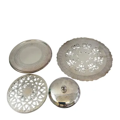 Vintage Silver-Plated Tableware Set - Trivets & Covered Dish