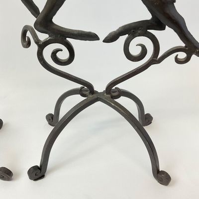 3301 Vintage Jeweled Metal Reindeer Candelabras - Pair