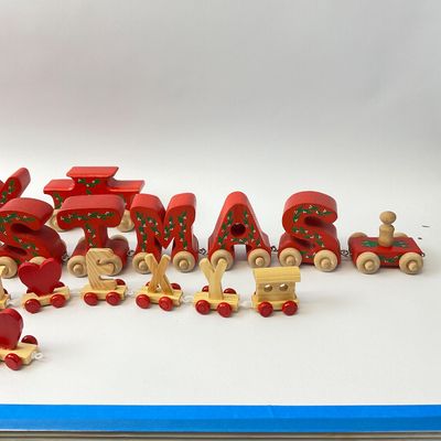 Vintage Wooden Alphabet Name & Christmas Train Set