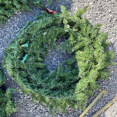 Pre-Lit Artificial Christmas Garland, Wreath, and Hangers Set