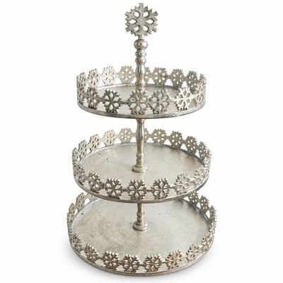 3290 Festive Aluminum Three Tiered Snowflake Stand