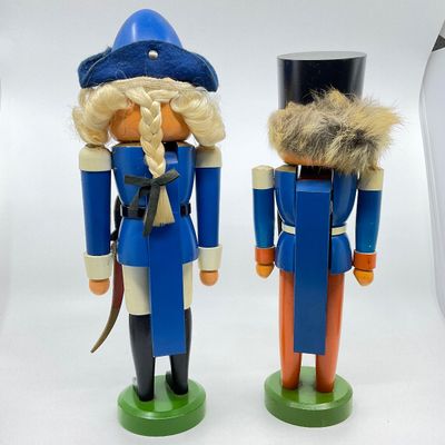 Vintage Wooden Soldier Nutcrackers - Set of 2