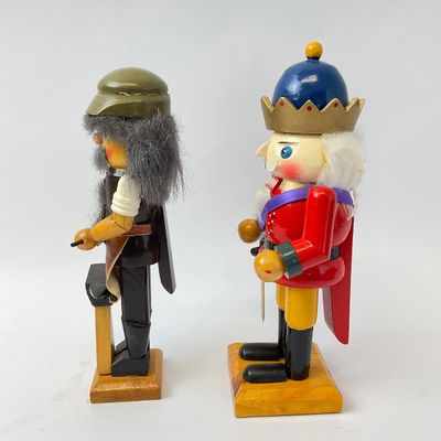 Vintage German-Style Wooden Nutcrackers - King & Blacksmith - Set of 2