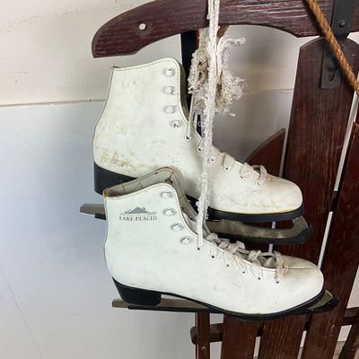 3270 Antique Winter Wooden Sled with Skates