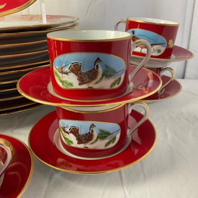 3272 Set of LYNN CHASE Winter Game Birds China Set 36pcs
