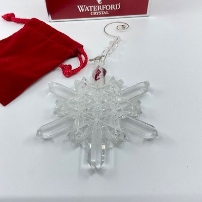3103 Waterford Crystal 2004 Snow Crystal Faceted Ornament with Box