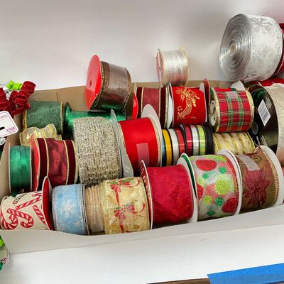 Large Lot of Holiday and Decorative Craft Ribbons and Bows