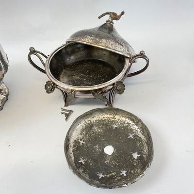 Antique Silverplate Pitcher & Footed Butter Dish Set