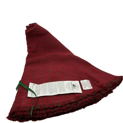 3261 New Mountain Weavers Cranberry and Hunter Green Christmas Tree Skirt
