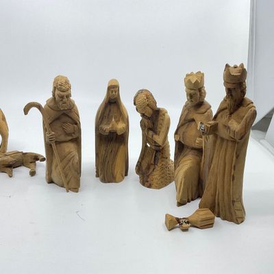 3296 Vintage German Handcarved Nativity Set