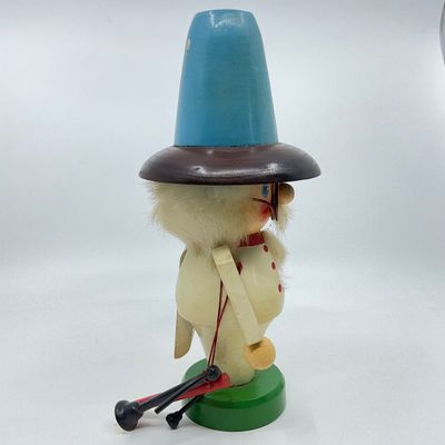 Vintage German Wooden Nutcracker Figure with Glasses and Tall Hat