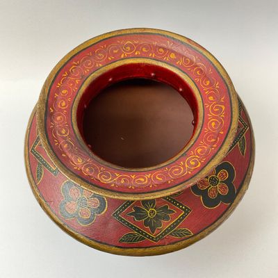 3300 Hand-Painted Wooden Candlesticks and Vase Set