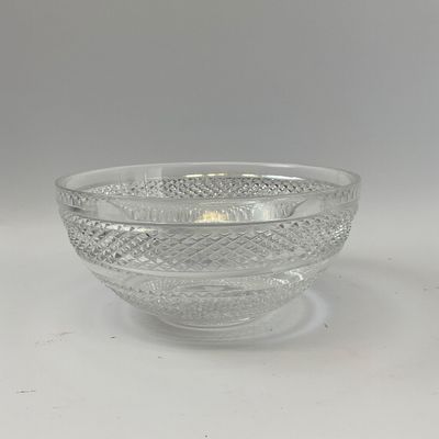 Vintage Cut Glass Diamond Pattern Serving Bowl