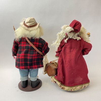 Vintage Handcrafted Santa Claus Figures - Fishing & Forest Themes