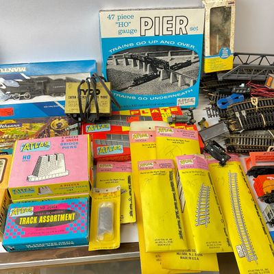 Vintage HO Scale Model Train Lot with Tyco, Atlas, and Plasticville
