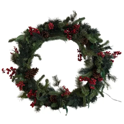 3184 Large 34" Artifical Pinecone & Berry Wreath