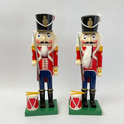 Pair of Wooden Soldier Nutcrackers with Drums