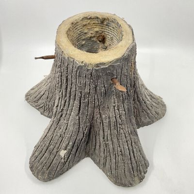 3287 Vintage Faux Bois (false wood) Concrete Tree Stump Christmas Tree Stand