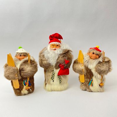 Vintage Finnish Fur Troll & Santa Figures by Erkki Nopperi - Set of 3