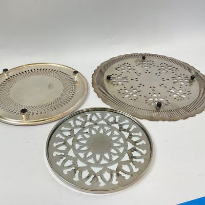 Vintage Silver-Plated Tableware Set - Trivets & Covered Dish