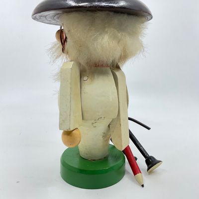 Vintage German Wooden Nutcracker Figure with Glasses and Tall Hat