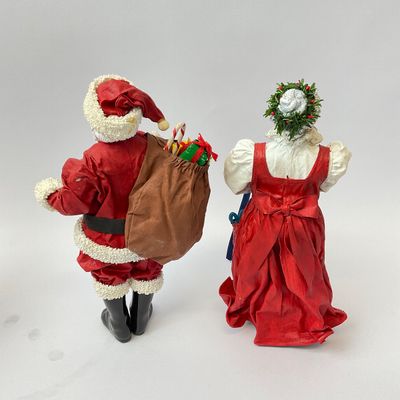Vintage Clothtique by Possible Dreams Santa & Mrs. Claus Figurines with Elves