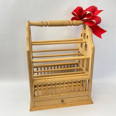 Vintage Wooden Dutch Canal House Wine Rack & Caddy