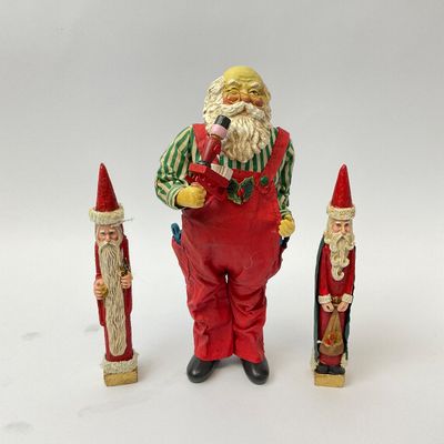 Vintage Clothtique by Possible Dreams Santa & Mrs. Claus Figurines with Elves