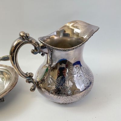 Antique American Silver Plate Co. Butter Dish, Pitcher & Hair Receiver