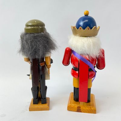 Vintage German-Style Wooden Nutcrackers - King & Blacksmith - Set of 2